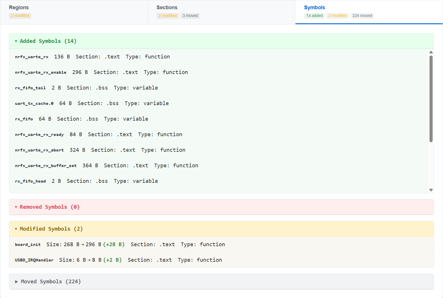 MemBrowse - commit diff page